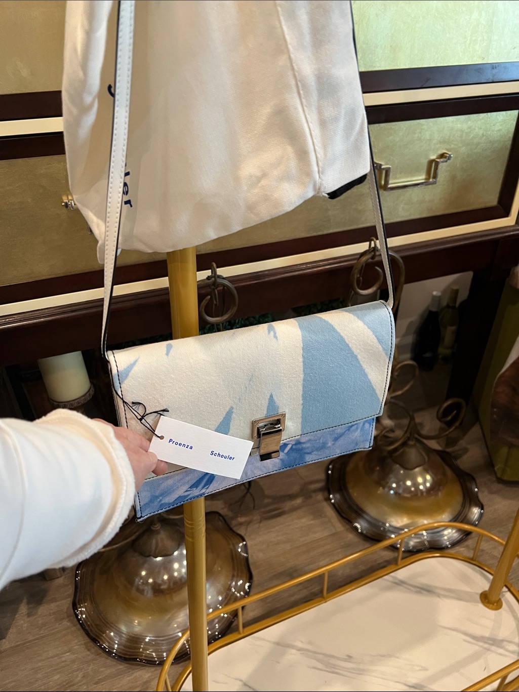Proenza Schouler Light Blue & White Leather Crossbody Bag